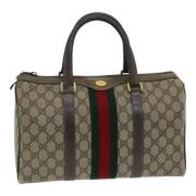 Pre-owned Leather travel-bags Gucci Vintage , Beige , Dames