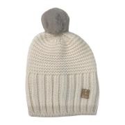 Witte Pom Pom Acryl Baret Hoed Borbonese , White , Dames