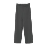 Grijze wollen dubbele ceintuur broek Federica Tosi , Gray , Dames