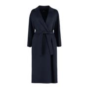 Blauwe Wol Handgemaakte Jas Max Mara Studio , Blue , Dames