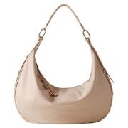 Studded Oyster Tas met Ritssluiting Borbonese , Beige , Dames