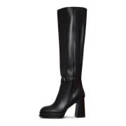 Luxe leren over-de-knie laarzen - Zwart Cesare Gaspari , Black , Dames