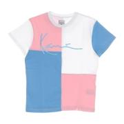 Handtekening Blok Tee Lichtblauw/Roze/Wit Karl Kani , Multicolor , Dam...