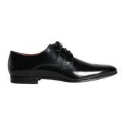 Zwarte Leren Veterschoenen Dolce & Gabbana , Black , Heren