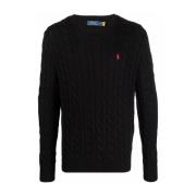 Lange Mouw Gebreide Trui Ralph Lauren , Black , Heren