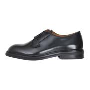 Zwarte leren veterschoenen Selected Homme , Black , Heren