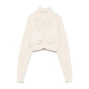 Chunky Gebreide Coltrui Sweater Jean Paul Gaultier , Beige , Dames