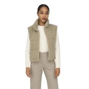 Teddy Vest in Humus Beige Only , Beige , Dames