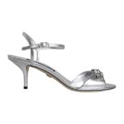 Zilveren Leren Enkelband Sandalen Dolce & Gabbana , Gray , Dames