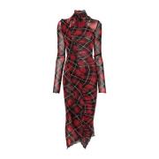 Rode Tartan Check Midi Jurk Jean Paul Gaultier , Multicolor , Dames