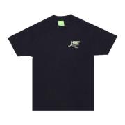 Zwarte Crew Neck Tee met Green Buddy Print HUF , Black , Heren