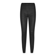 Zwarte leren legging stretchy pasvorm MOS Mosh , Black , Dames