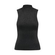 Glitter Highneck Gebreid Zwart Only , Black , Dames