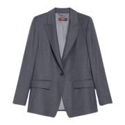 Grijze Wollen Flanellen Blazer Max Mara Studio , Gray , Dames