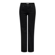 Zwarte Denim Straight Jeans Only , Black , Dames