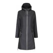 Lange Regenjas met Capuchon 40358 Zwart Notyz , Black , Dames