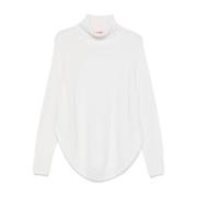 Witte Geribbelde Gebreide Trui met Rolnek Wild Cashmere , White , Dame...