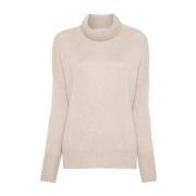 Beige Kasjmier Gebreide Rolhals Sweater Lisa Yang , Beige , Dames