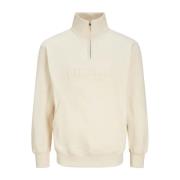 Sweatshirt met kwart rits Antiek Wit Jack & Jones , White , Heren