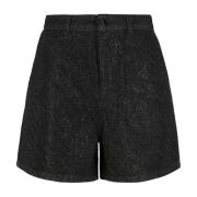 Denim shorts met strass logo detail Emporio Armani , Black , Dames