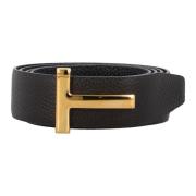 Omkeerbare T-Gesp Leren Riem Tom Ford , Brown , Heren