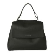 Zwarte gehamerde leren handtas Orciani , Black , Dames