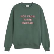 Geborduurde Slogan Sweater Drole de Monsieur , Green , Heren