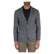 Wollen en Katoenen Blazer met Revers At.P.Co , Blue , Heren