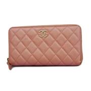 Pre-owned Leather wallets Chanel Vintage , Pink , Dames