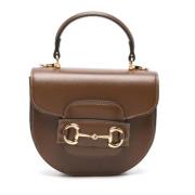 Horsebit Tote Bag met generfd leer Gucci , Brown , Dames