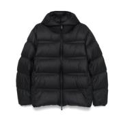 Zwarte Gewatteerde Jas met Capuchon Moncler , Black , Heren