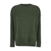 Donkergroene Cashmere Crewneck Sweater Plain Units , Green , Dames