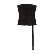 Zwarte Strapless Denim Bustier Top Rick Owens , Black , Dames