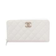 Pre-owned Leather wallets Chanel Vintage , White , Dames