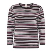 Gestreepte 3/4 Mouw Pullover Blouse Grijs/Bourg Skovhuus , Multicolor ...