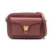 Zachte Crossbody Tas in Bordeaux Leer Coccinelle , Red , Dames