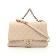 Pre-owned Leather chanel-bags Chanel Vintage , Beige , Dames