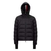 Zwarte donsjas met driekleurige accenten Moncler , Black , Heren