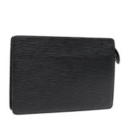 Pre-owned Leather clutches Louis Vuitton Vintage , Black , Dames