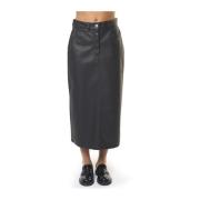 Imitatie Leren Midi Rok Zwart Max Mara Weekend , Black , Dames