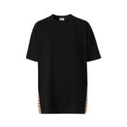 Side Check Relaxed Fit T-shirt Burberry , Black , Heren