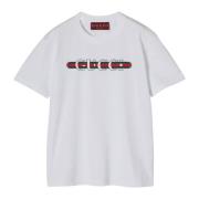 Web Print Katoenen T-shirts en Polos Gucci , White , Dames