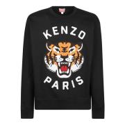 Geborduurde Tiger Oversize Sweatshirt Kenzo , Black , Heren