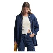 Denim-effect overhemd met glanzende knopen Kocca , Blue , Dames