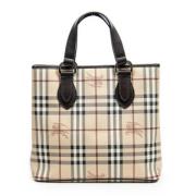 Pre-owned Coated canvas handbags Burberry Vintage , Beige , Dames