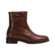 Bruin leren platte enkellaarsjes Wonders , Brown , Dames