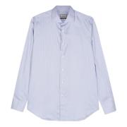 Impeccabile Katoenen Gestreept Overhemd Canali , Blue , Heren