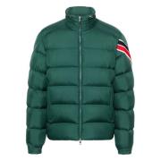 Groene Donsjas met Tricolour Afwerking Moncler , Green , Heren