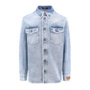 Blauwe Button-down Shirt met Klepzakken Versace , Blue , Heren