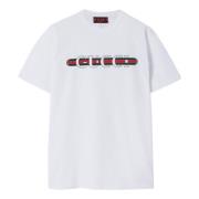 Web Print Crewneck T-shirts en Polos Gucci , White , Dames